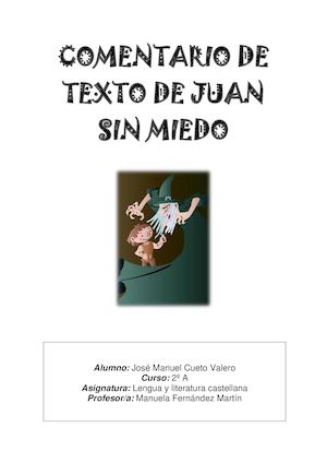 Comentario De Texto De Juan Sin Miedo Definitivo