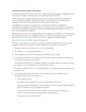 Inscricion Ante El Imss E Infonavit