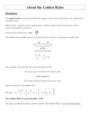 About The Golden Ratio