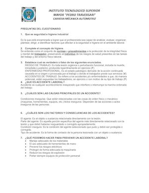 Preguntas Cuestionario De Seguridad