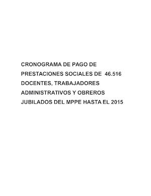 Cronograma De Pago De Prestaciones Sociales
