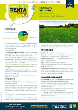 Semences RENTA - Fiches techniques Mélanges Bio