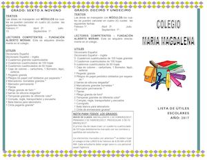 Lista De Utiles Escolares 2017