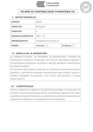 A0078 Silabo Contabilidad Financiera III
