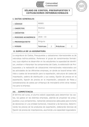 A0005 Silabo Costos Presupuestos Y Cotizaciones Internacionales