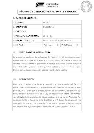 A0127 Silabo Derecho Penal Parte Especial
