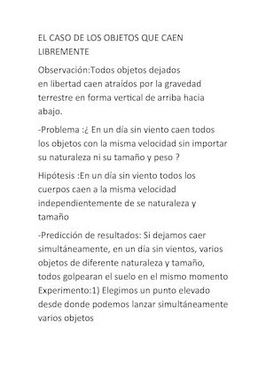 El Caso De Los Objetos Que Caen Libremente