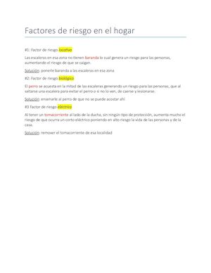 Factores De Riesgo En El Hogar Valeria Ricaurte