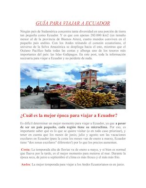 Guía Para Viajar A Ecuador