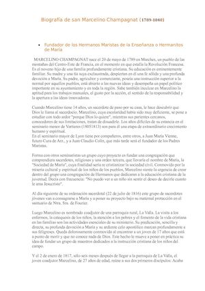 Biografía De San Marcelino Champagnat