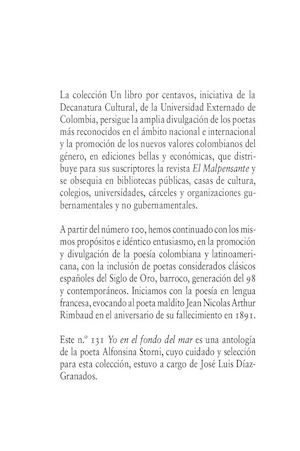 Yo en el fondo del mar… .   Alfonsina Storni. No. 131. Febrero 2017