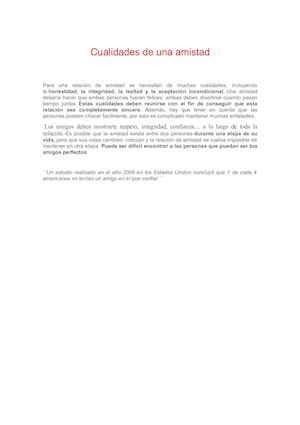 Cualidades De Una Amistad