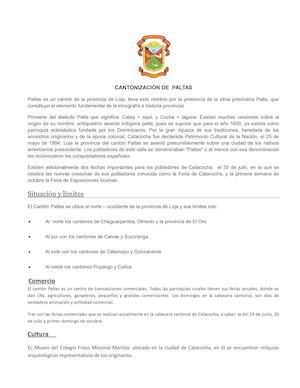 Cantonizacion De Paltas