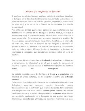 La Ironia Y La Mayeutica De Socrates