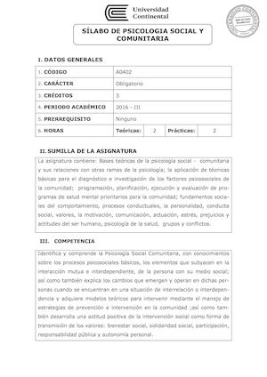 A0402 Silabo Psicologia Social & Comunitaria