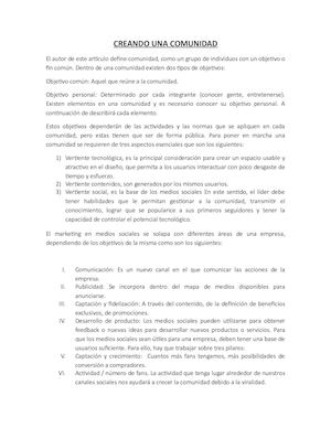 Creando Una Comunidad