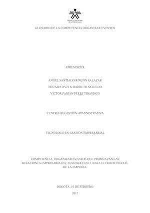 Glosario - Organizar eventos