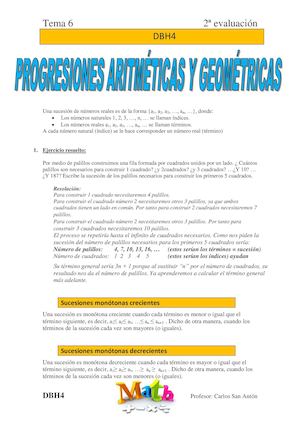 Dbh4 Tema6 Progresiones Aritmeticas Y Geometricas