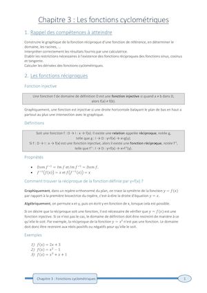 Chapitre 3 Les Fonctions Cyclométriques