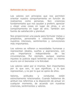 Definición De Los Valores