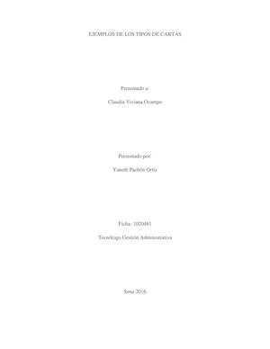 Ejemplos De Los Tipos De Cartas