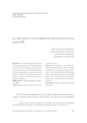 Pragmática Orígenes Lingüísticos