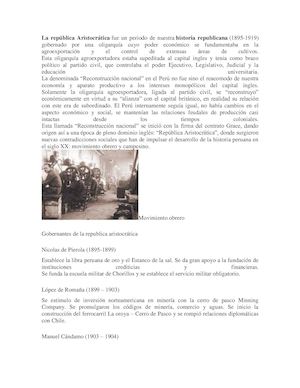 La República Aristocrática