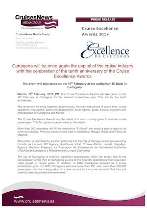 Cruise Excellence Awards Press Release - Pre gala