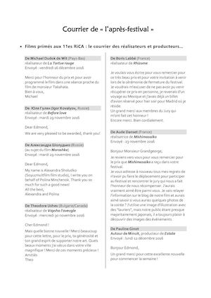 Courrier de "l'après-festival"
