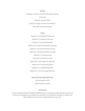 Tarea De Lenguaje Obra Sherlock Holmes