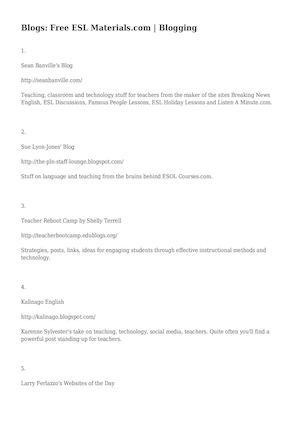 Blogs: Free ESL Materials.com | Blogging
