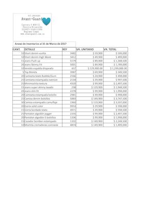 Anexo De Inventarios