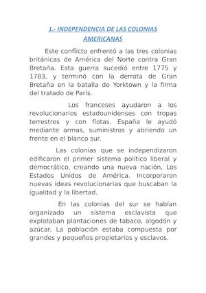 Independecia de las colonias americanas (1776)