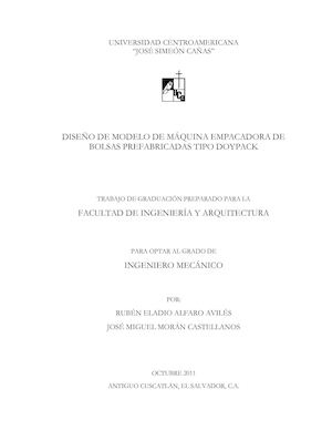 Diseno De Modelo De Maquina Empacadora De Bolsas Prefabricadas Tipo Doypack