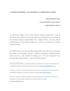 La Paideia Ateniense Diana Quintana