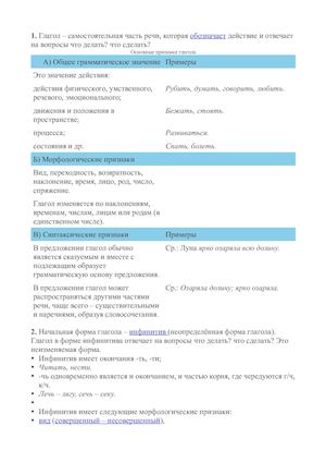 Глагол самостоятельная часть речи