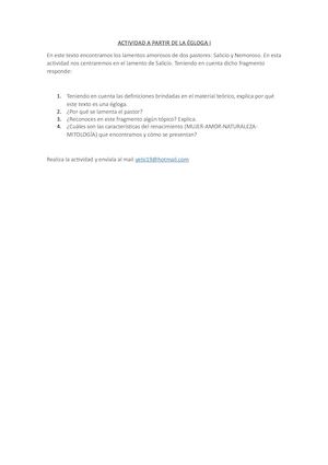 Actividad A Partir De La ÉGloga I