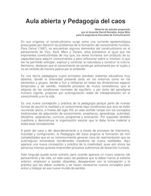 Aula Abierta Y Pedagogía Del Caos