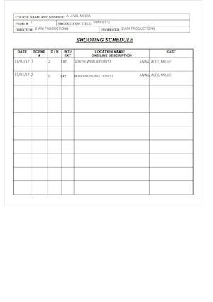 Shoot Plan 27/02/2017