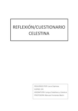 Cuestionario Reflexión Celestina(laura Espinosa 3ºa)