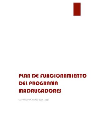 Plan Anual de Funcionamiento de Madrugadores