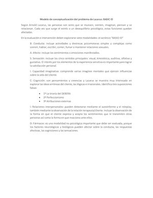 Modelo De Conceptualización Del Problema De Lazarus