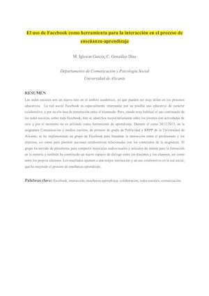 El uso de Facebook como herramienta para la interacción en el proceso de enseñanza aprendizaje