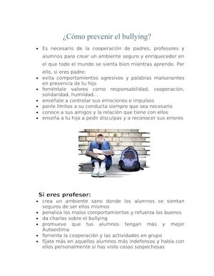 Cómo Prevenir El Bullying