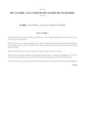 HF RAIDS DE PANDARIE