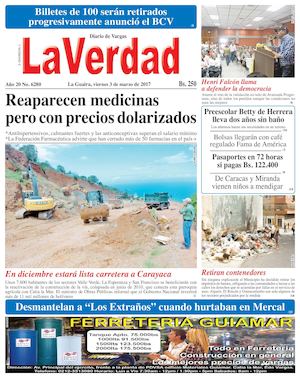 La Guaira, viernes 03 de marzo de 2017 Año 20 No. 6280