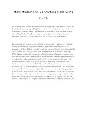 Independenciadelascoloniasamericanas