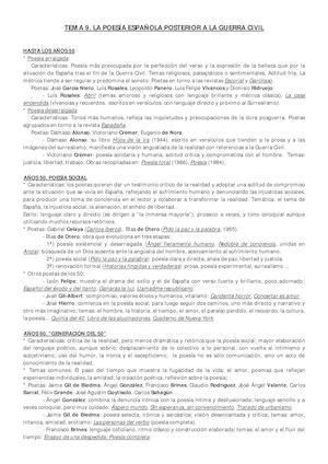Tema+9 +La+poesia+española+posterior+a+a+la+guerra+civil