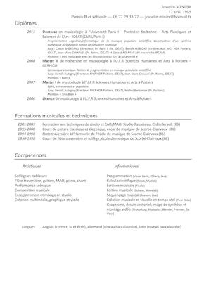 Cv Josselin Minier 2017