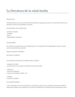 La Literatura De La Edad Media
